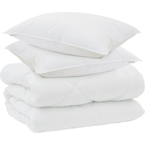 Duvet d'hiver avec oreiller 3 pcs Blanc Microfibre (1/5)