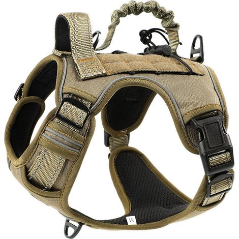 Harnais Chien Anti-Traction Grande Taille XL – Gilet de Sécurité Anti-Évasion avec Longe Rétractable pour Chiens Moyens et Grands (35-60 kg), Marron