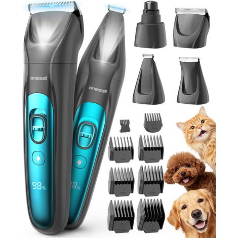 Tondeuse professionnelle 4 en 1 pour animaux avec accessoires et lime à ongles, tondeuse silencieuse pour chien et chat, sans fil, haute performance (1/5)