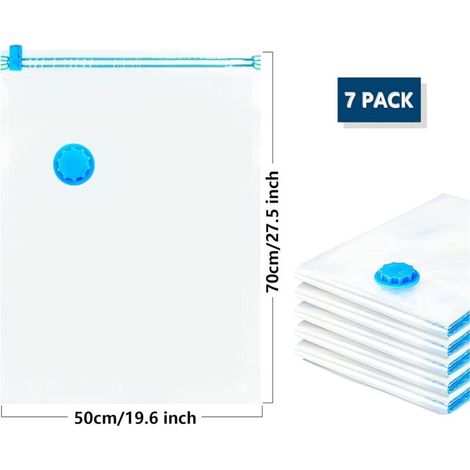 Sacchetti sottovuoto riutilizzabili Longziming, compressione per vestiti, piumoni, lenzuola, cuscini, sacchetti per la conservazione con pompa manuale per viaggi, 70 x 50 cm, confezione da 7 (1/4)