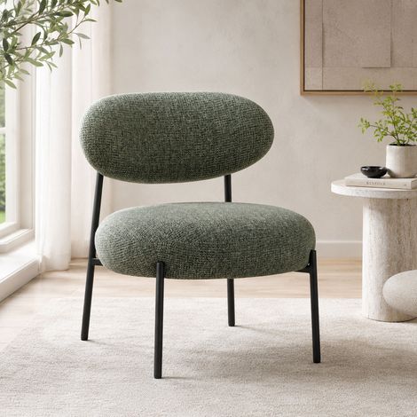 Fauteuil de salon en tissu chenille vert - ANNIE (1/5)