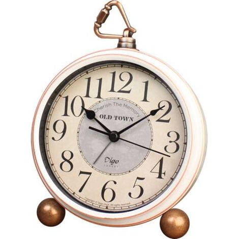 Vintage-Wecker ohne Ticken, beigefarbener Metall-Wecker im klassischen Retro-Stil, eleganter, geräuschloser Tischwecker für Nachttisch, Schlafzimmer oder Büro, 13,5 cm (1/5)