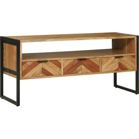 Maison Exclusive - Mobile TV Marrone 100 x 35 x 50 cm Legno di Acacia Massello (1/5)