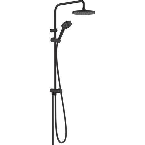 colonne de douche, sans robinetterie, pour la renovation, douche de tête 200 mm avec 1 jet, noir mat, 26272670 (1/5)