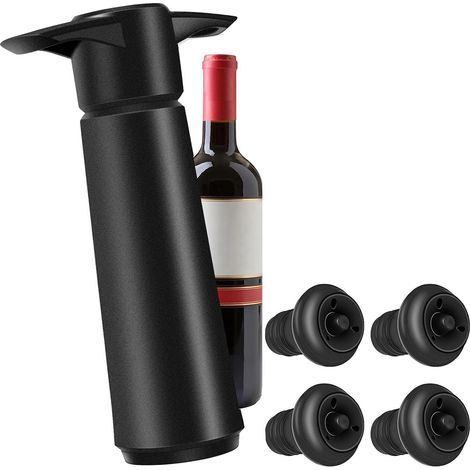 Conservateur de vin avec 4 bouchons à vin sous vide, bouchons réutilisables pour conserver la fraîcheur du vin (1 conserveur de vin, 4 bouchons à vin)-AquaForge (1/2)