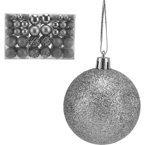 100 boules de Noël argentées pour sapin et décoration de Noël, lot de 100 pièces (1/5)