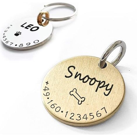 Medaille Chien avec Gravure-Pendentif Chien Personnalisé avec Nom, Symbole Et Numéro Téléphone -Colier Identification