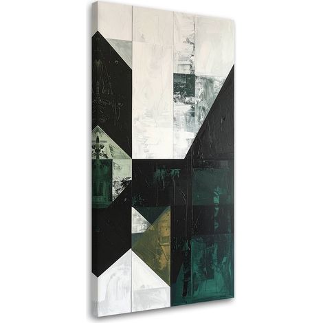 Quadro su tela, Astrattismo geometrico verde, 40x80 (1/5)