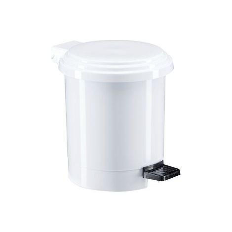 Poubelle blanche à pédale en plastique 3 L ronde (1/2)