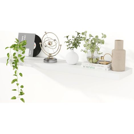 1 Étagère murale, Support invisible, Bois rustique, 120 cm, Profondeur 23,5 cm, Salon, Cuisine, Bureau (1/5)