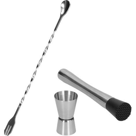 Ensemble doseur à cocktail en acier inoxydable, pilon et cuillère à mélanger, accessoire de barman (1/5)