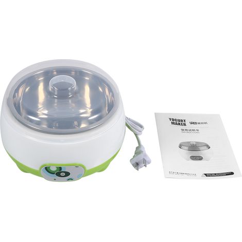 Cuve à yaourt automatique en acier inoxydable 220V 1L, machine électrique DIY, récipient vert pour yaourt maison (1/5)