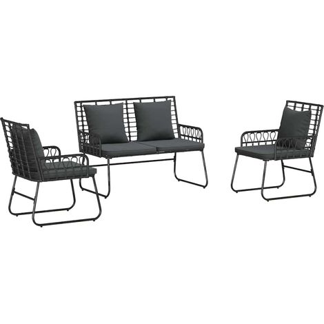Maison Exclusive - Set da Pranzo per Giardino 3 pcs Nero e antracite polyrattan