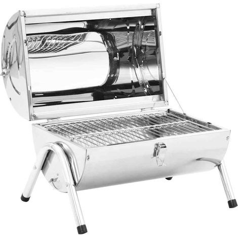 Maison Exclusive - Barbecue da Tavolo Portatile in Acciaio Inox con Doppia Griglia (1/5)