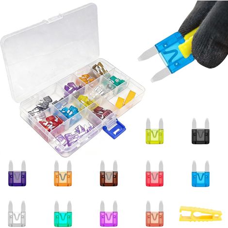 110Pcs Mini Blade Fuses, 2A-40A Car Fuses, Car Fuse Assorted Kit, Cars Fuse Kit, Cars Fu/se Mini, 11 Values Automotive Replacement Set for Trucks, SUVs, Boat RV Motorcycle Applications