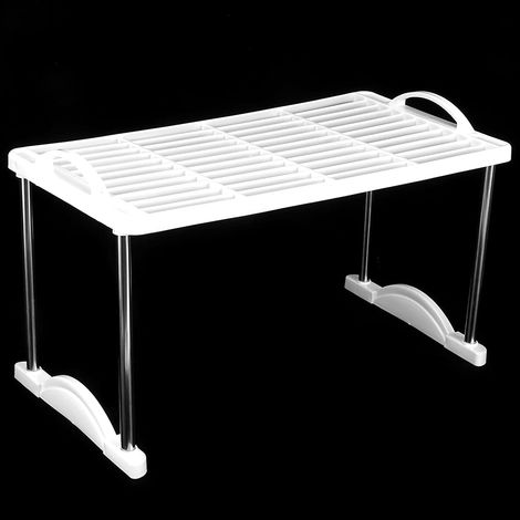 Extendable 304 Stainless Steel Shelf, Flat Folding, for Canned Food, Towels, with Stackable Design for Cabinet, Bathroom, Laundry Room, Office (1/5)