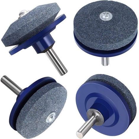 Affteur de lames de tondeuse à gazon en 4 pièces pour perceuse électrique à main - Bleu (1/5)