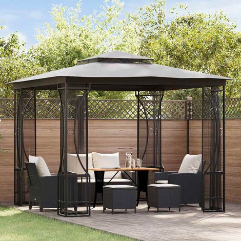 vidaXL Tonnelle avec moustiquaire 300x300x265 cm Anthracite (1/5)