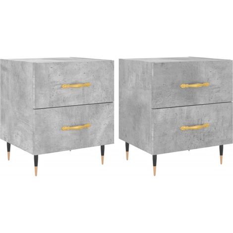 Set di 2 comodini con due cassetti 40 x 35 x 47,5 cm in legno ingegnerizzato grigio e ferro DEC035910