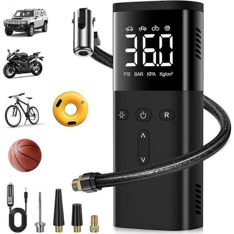 Compresseur d'air pour gonfleur de pneus de voiture, moto et vélo, pompe à air 60 W (1/4)
