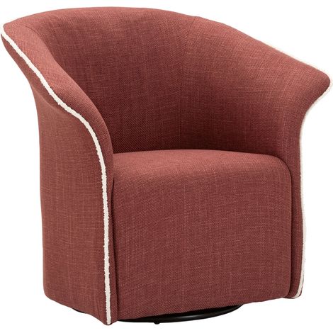 Polstersessel Toamas, Drehbarer Stuhl, Armlehnen, Metallgestell, 84x66x80h cm, Rot