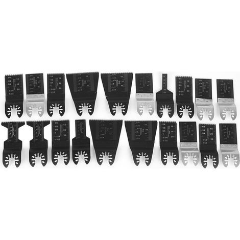 Kit de 20 lames de scie oscillantes en acier à haute teneur en carbone pour la découpe du plastique, du bois et des métaux tendres. (1/5)
