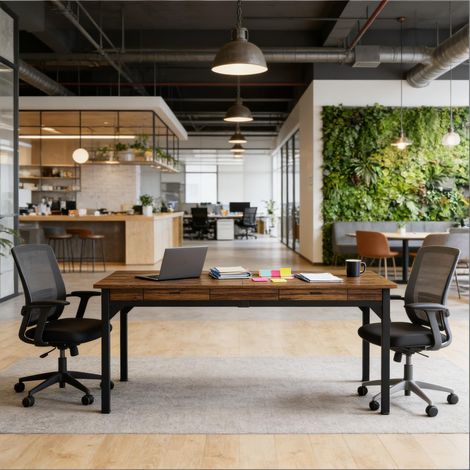 Bureau directeur spacieux, poste de travail double, table de bureau pour deux personnes (meuble seul) (1/5)