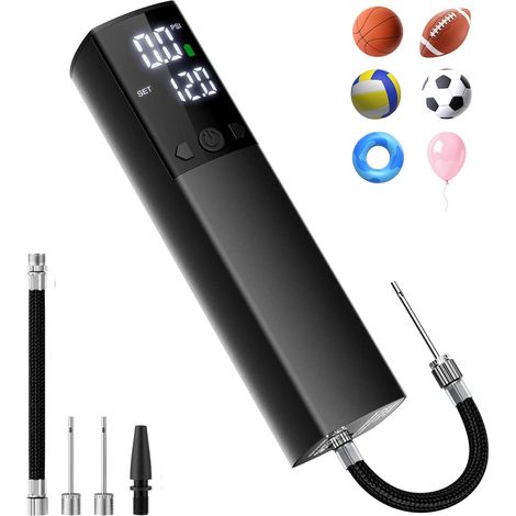 Pompe à ballon électrique – Pompe de voiture sans fil –avec arrêt automatique–Pompe à ballon portable rechargeable par USB