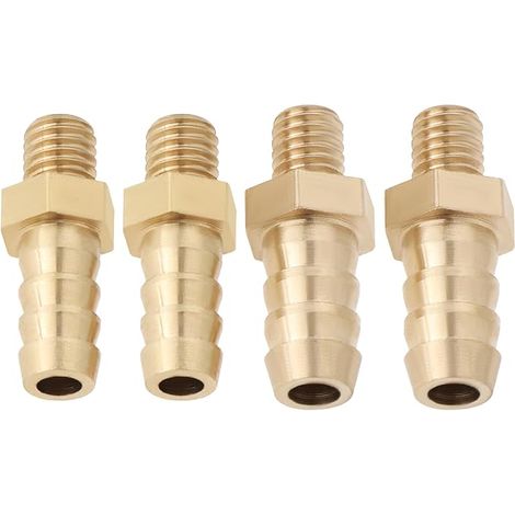 Lot de 4 raccords métriques en laiton M5 x 0,8-5 mm et M5 x 0,8-6 mm pour tuyau d'étang, adaptateur de tuyau de piscine, raccord fileté mâle doré (1/5)