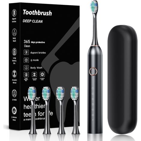 Brosse À Dent Électrique Soniques pour Adultes - Brosse A Dent Sonique avec 8 Têtes de Brosse et Étui de Voyage (1/5)