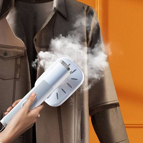 Verbesserter tragbarer Mini-Dampfglätter, 180° drehbares Handdampfbügeleisen, faltbares Reisebügeleisen für Kleidung, geeignet für weiße Textilien (1/5)