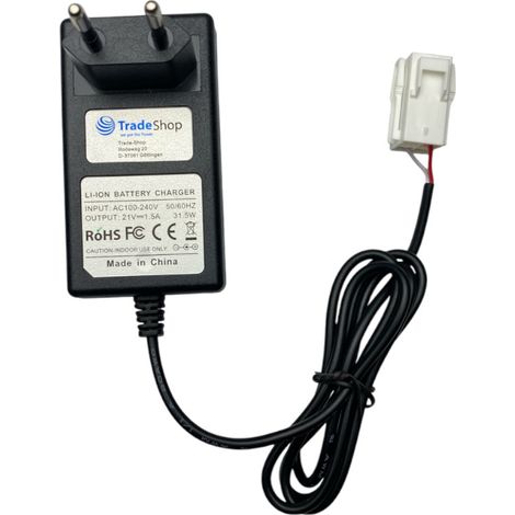 Trade-Shop 20V Li-Ion Ladegerät Netzteil kompatibel mit Scheppach AK4.0-RC-20Li, 7913001716, passend für RLM500, Robocut XL600, Robocut XXL900