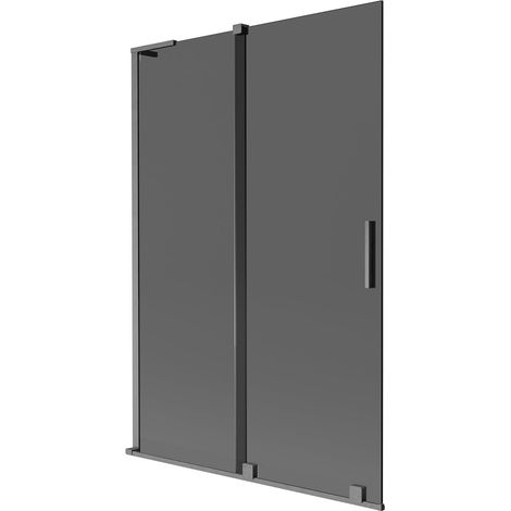 Mexen Velar L paratia per vasca da bagno a 2 ante scorrevole 120 x 150 cm, grafite, grigio canna di fucile spazzolato (1/5)