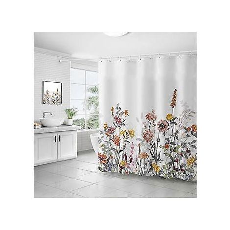 Duschvorhang, schimmelresistent, wasserdicht, aus Polyestergewebe, waschbar, mit Blumenmuster, 150 x 180 cm, für Badezimmer, Badewanne, Spa und Nasszelle