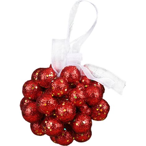 Dekorative 6 cm (2,4 Zoll) große Schaumstoff-Weihnachtskugel für den Baum, ideal für Weihnachten, Silvester, Geburtstage oder jede andere Feier zu Hause (rot). (1/2)