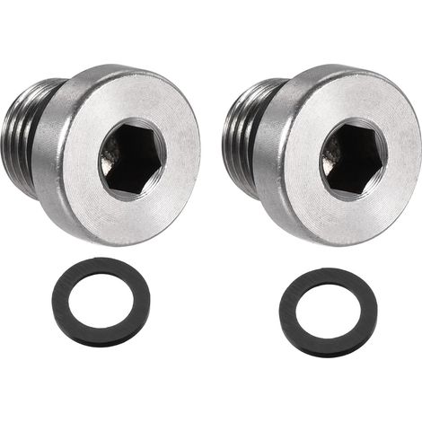 Inoxydable Acier Interne Hexagonal Tête M10 Tuyau Raccord Bouchon avec Bague étanchéité pour Terminaisons Tuyaux 2Pcs (1/5)