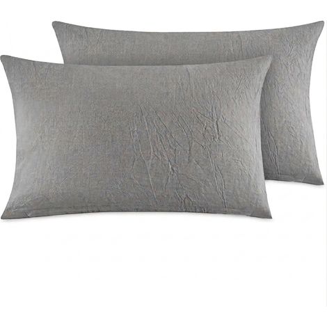 Juego de 2 Fundas de Almohada de Algodón Gris 40x80 cm (1/5)