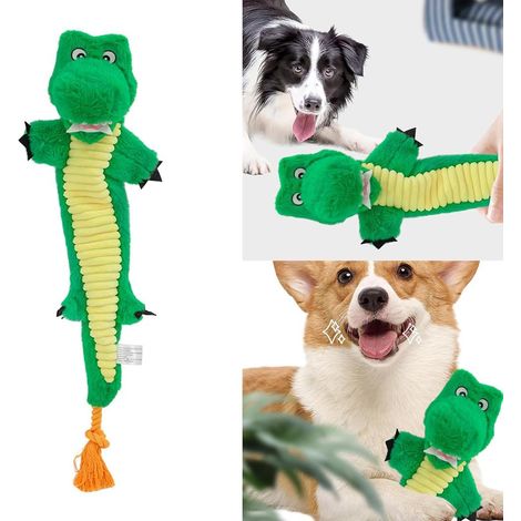 Crocodile Shaped Squeaky Rope Chew Toy Lovely Animal Shape Bring More Fun To Pets Daily Play