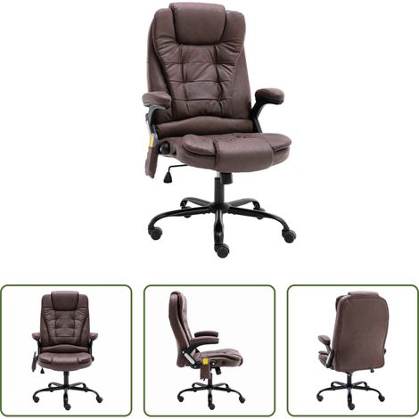 vidaXL Computerstuhl mit Massage -  Bürostuhl mit Massagefunktion Dunkelbraun Wildleder-Optik