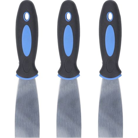 3 grattoirs enduit inox poignée plastique – Kit peinture gravure spackle placo réparation étalement 1,5in (1/5)