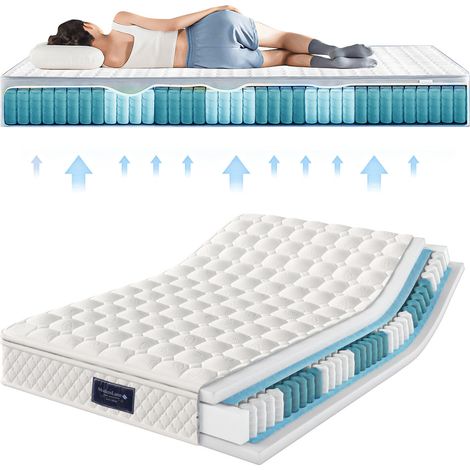 Allergiques et tous dormeurs, matelas 160x200 facile à installer, ressorts ensachés 7 zones, H3 25 cm (1/5)