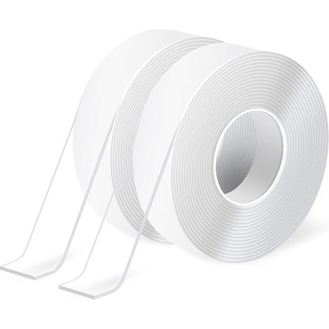 Lot de 2 rubans adhésifs en mousse 3m - Transparent - Pour cadres photo et tapis (1/5)