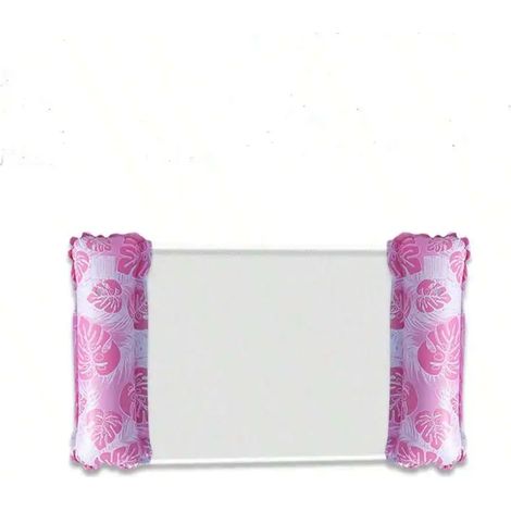 (Rose) Chaise longue gonflable pliable, idéale pour les fêtes au bord de la piscine et la détente à la plage, avec un dossier en filet. (1/3)
