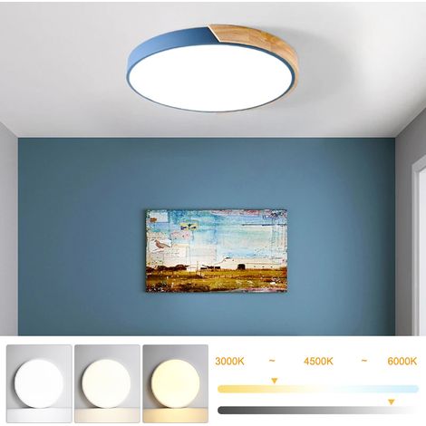 Plafonnier LED à intensité variable 40 cm, Plafonnier moderne en métal avec télécommande, lumières décoratives bleues 36 W, 3 températures de couleur (1/5)