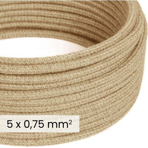 Creative-Cables Le câble d'alimentation original DALI en tissu 5x0,75 mm² (1 m, Jute RN06) (1/3)