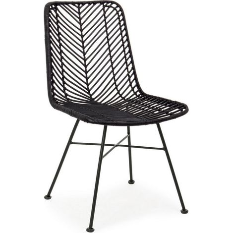 Sedia in Rattan Nero Moderno da Interno - LORE - Colore: Nero (1/5)