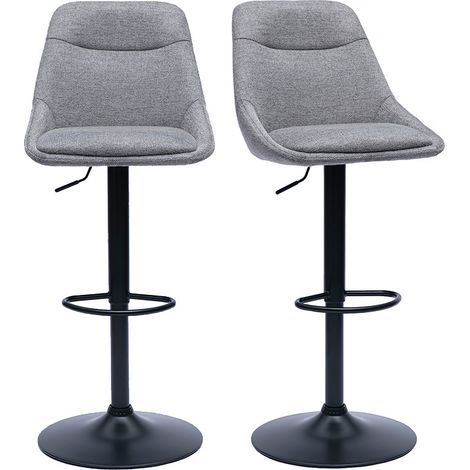 Verstellbare Barhocker mit 360° Drehfunktion aus texturiertem grauem Samtstoff und Metall (2er-Set) ALESS