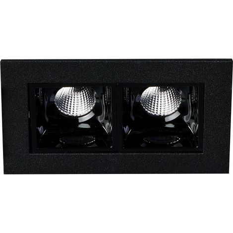 Encastré intérieur NELIO 2 rectangle noir mat 3000K 12,7W 1120lm IP20 - EUROPOLE - 502010