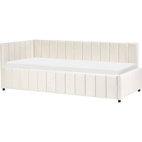Tagesbett Samtstoff LISIEUX 90 x 200 cm Cremeweiß