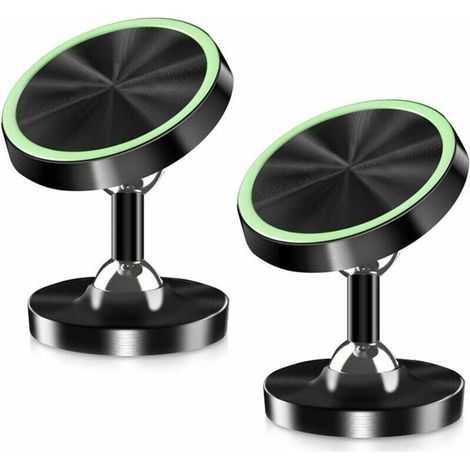 Support de téléphone magnétique voiture - Support universel - Rotatif à 720° avec aimant puissant - 2 pièces - Pour tableau de bord et bureau noir (1/5)